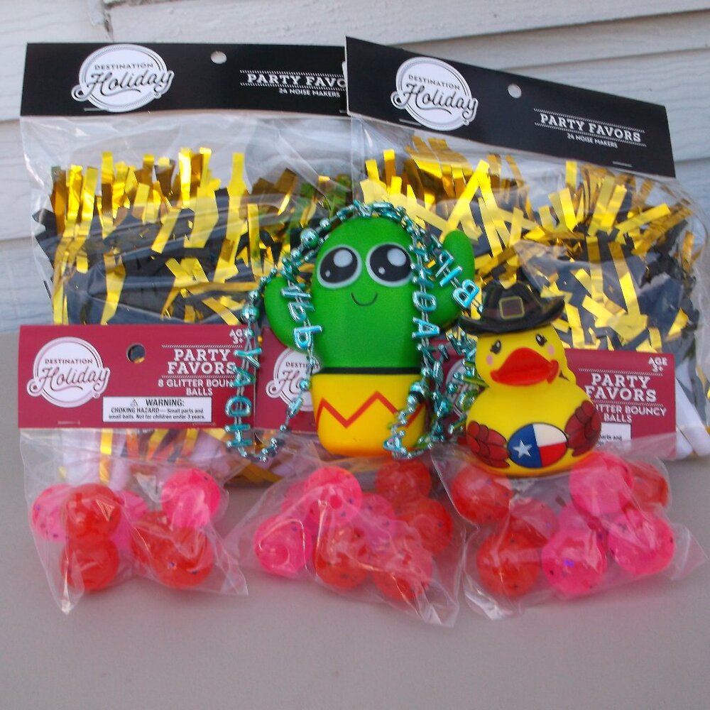 Party Bundle • 60+ Pieces • Noise Makers, Glitter Balls, TX Duck, Cactus Décor